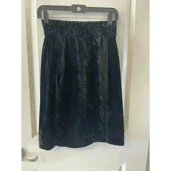 J Crew Velvet Pull On Skirt Black Womens Size XXS Knee Length - Picture 4 of 6